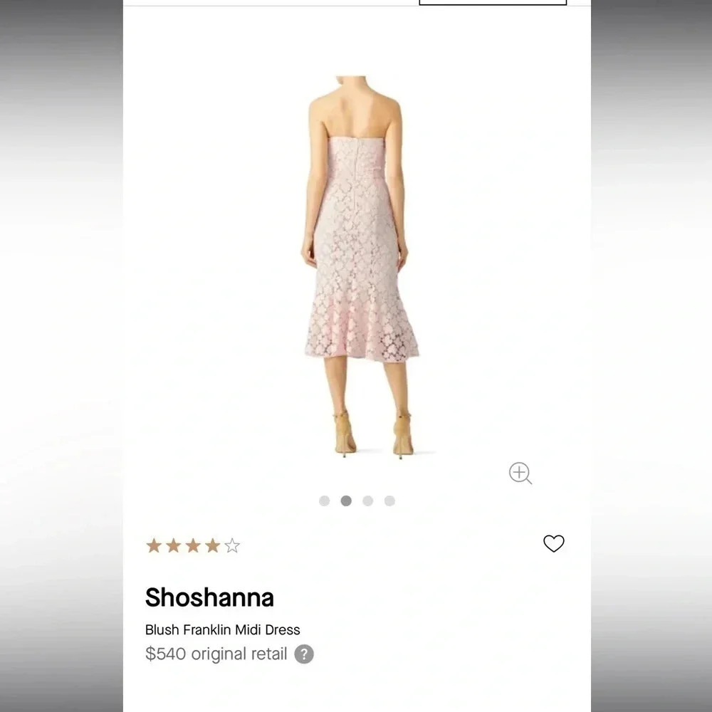 SHOSHANNA BLUSH PINK LACE FRANKLIN MIDI DRESS - Picture 4 of 12
